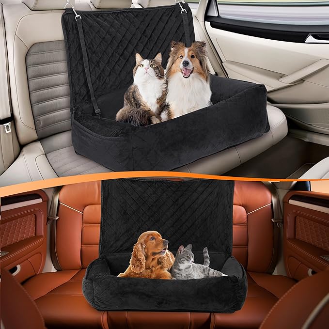 Rengue Dog Car Seat for Large/Medium Dogs, Dog Car Bed for Backseat Washable Pet Travel Safety with Storage Pockets for Easy Cleaning Fits for All Cars (33 * 20 * 7.9 Inch)