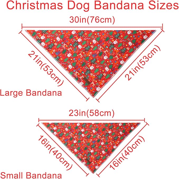 Christmas Dog Bandana, Christmas Tree Triangle Bid Scarf for Small Medium Dog, Cotton Pet Kerchief for Girl Boy Dogs or Cats, Red Dog Bandana, Cute Winter Puppy Bandana