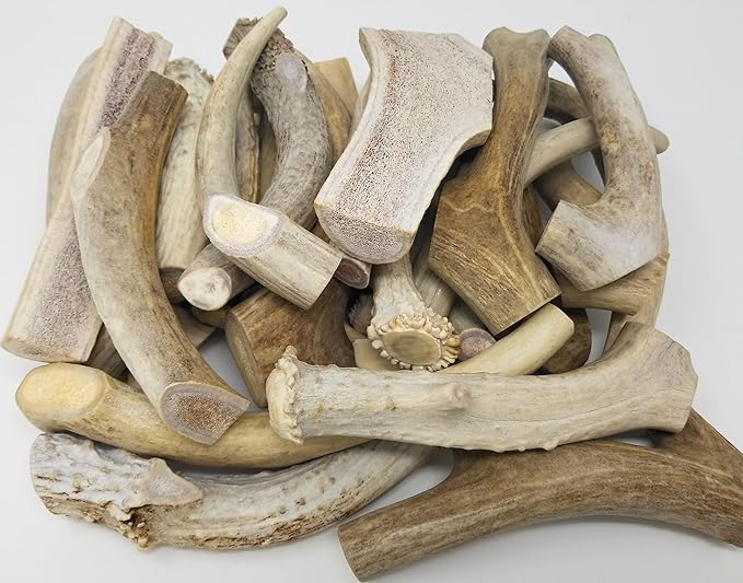 One Pound Pack of Sun-Aged Deer and Elk Antler Dog Bone Chews - Natural Healthy Long-Lasting Treat