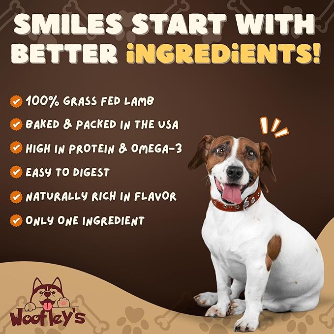Woofley's Lamb Tail Dog Chew- (25 Count) - Meaty Thick Bones for Dogs - No Splinter Dog Bones