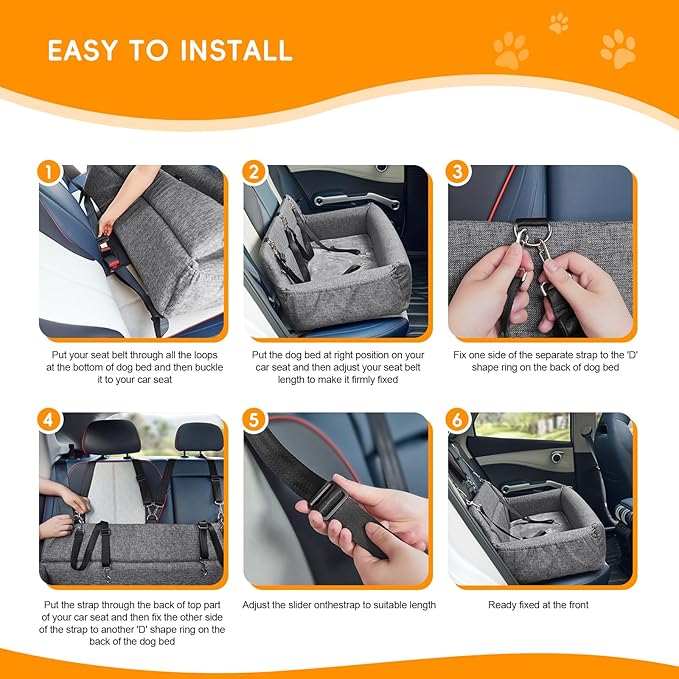 Dog Car Seat for Large Dog,Washable Dog Booster Seat for Medium Large Dogs,Multi-Functional Dog Booster Seat with Thick Cushion, Safety Leashes Dog Sofa Cushion & Travel Dog Bed (Black Grey, 90cm)