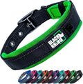 Black Rhino Dog Collar for Medium Dogs - Adjustable Reflective Heavy Duty Dog Collar with Ultra-Soft Neoprene Padding - Weatherproof, Durable, and Comfortable - Ideal for Active Dogs - Green and Black