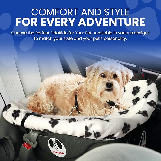 Fido Rido Dog Car Seat - Elevated Dog Booster Vehicle Seating, Safe and Comfortable, Sherpa Cover, and Safety Straps, Easy to Install, Car Seat for Cats, Great for Small Pets
