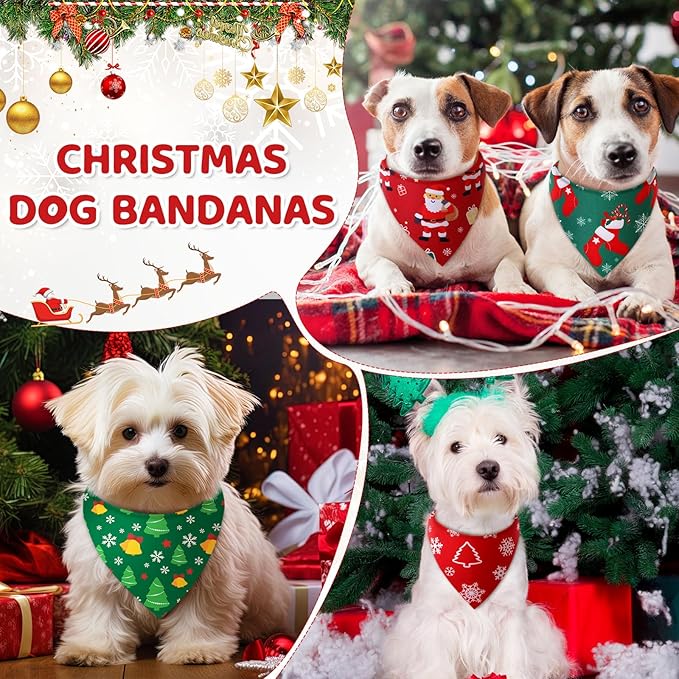 Preboun 100 Pcs Christmas Dog Bandanas Bulk Xmas Bandanas for Dogs Triangle Kerchief Bibs Scarf for Pet Xmas Costume Photo Props Accessories Pet Shops Adoption Events, 25 Styles(19.7 x 13.8 x 13.8)