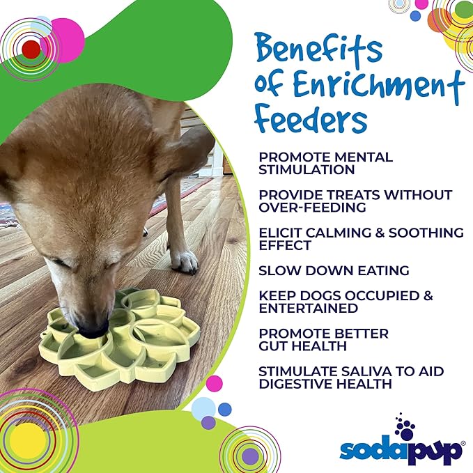 SodaPup Mandala Softie eTray –Durable Enrichment Feeder Made in USA, Non-Toxic, Pet-Safe, Food Safe Rubber for Mental Stimulation, Avoiding Overfeeding, Fresh Breath, Digestive Health, Calming, & More