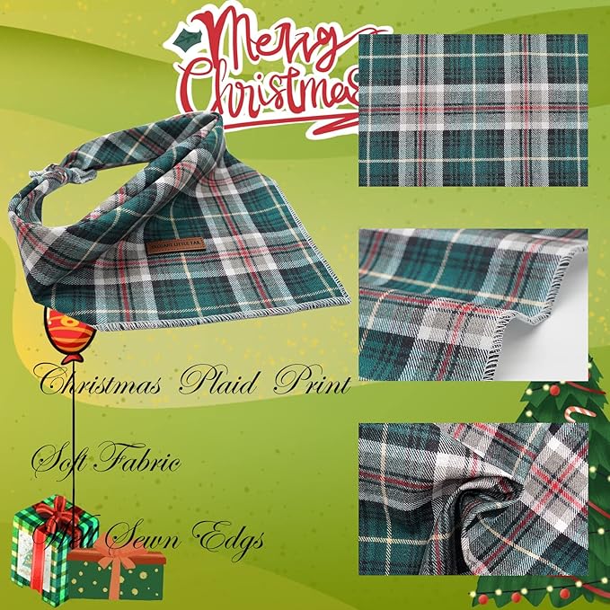 Elegant Tail Christmas Bandana - Soft, Adjustable, Washable Square Dog Scarf for Small to Large Dogs - Perfect for Girls and Boys
