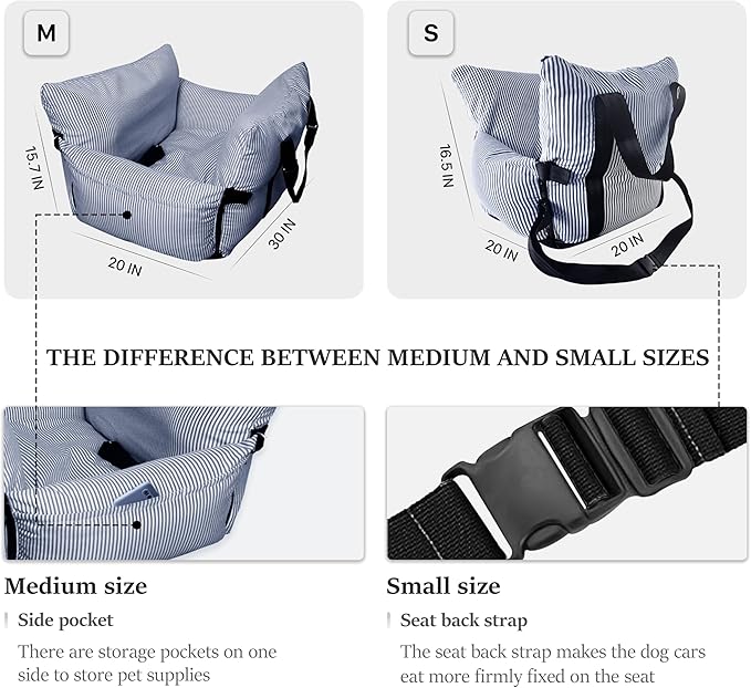 Dog Car Seat Pet Car Seat for Small Medium Large Dogs Dog Booster Seat for Safe and Comfortable Car Travel Dog Car Bed and Travel Bed Blue and White Blue 20 * 30 in