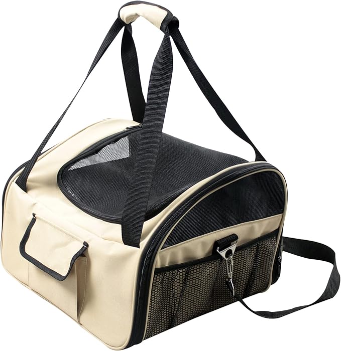 Pet Life ® 'Ultra-Lock' Collapsible Safety Travel Wire Folding Pet Carseat or Dog Car Seat Carrier with Side Pockets