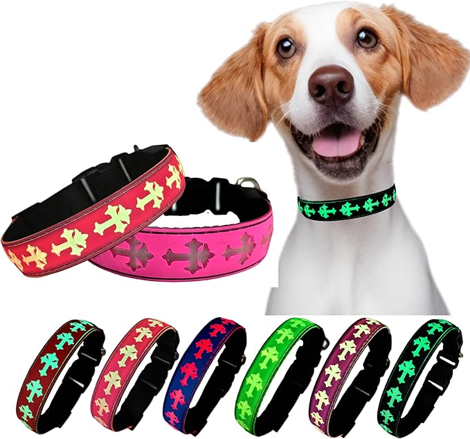 Personalized Name and Phone Nr Dog Collar with airtag Holder Waterproof Light up (Pink, M(11.8-15.7"))