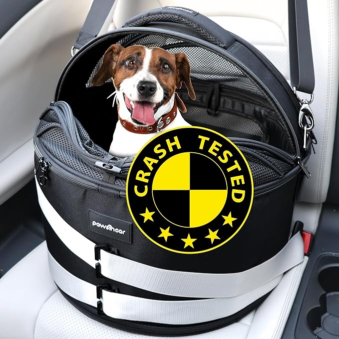 Crash-Tested Small Dog Car Seat (Test with FMVSS 213b - U.S. Child Restraint System) - 5 Star Safety Rated - Enclosed Dog Car Seats for Small Dogs, Cat, Pet Up To 15lbs - Built for Ultimate Protection