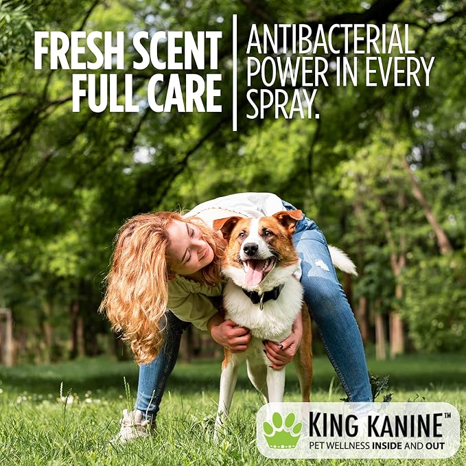 King Kanine Dog Deodorizing Spray - King Klean in Between Natural Pet Deodorizing Spray - Long-Lasting Fresh Scent - Neutralizes Strong Odor and Kills Bacteria - Eco-Friendly - 8oz