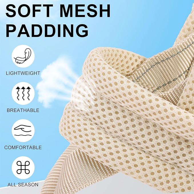 BEAUTYZOO Dog Harness for Small Dogs, No Pull Dog Harness and Leash Set, Escape Proof Puppy Vest Harness with Handle, Reflective Breathable Mesh Padded Harness for Girl Boy Dogs, Beige XXS