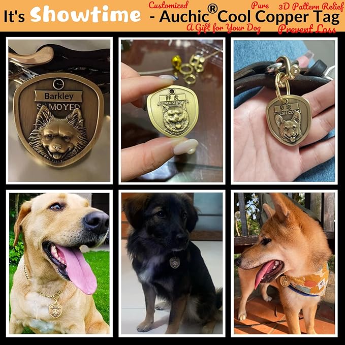 Vintage Pure Copper Pet ID Tags,Personalized Dog Tags,Three-Dimensional Relief Pet Pattern,Lettering on The Front and Back,Custom Pet Tags (A24-Dachshund)