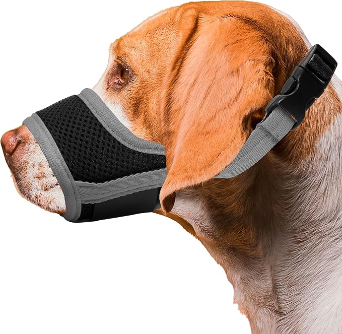 Dog Muzzle, Soft Breathable Muzzle for Small Medium Large Dogs, Air Mesh Nylon Muzzle Cover Prevent Biting Barking Chewing, Adjustable Drinkable Pet Muzzle 6 Sizes(Grey,XL)