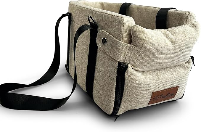 Center Console Dog Car Seat for Small Dogs and Puppies 5-13Lbs, Ideal Armrest Booster Car Travel Seat with Safety Protection Seat Belts, Storage Pockets - Reduces Anxiety
