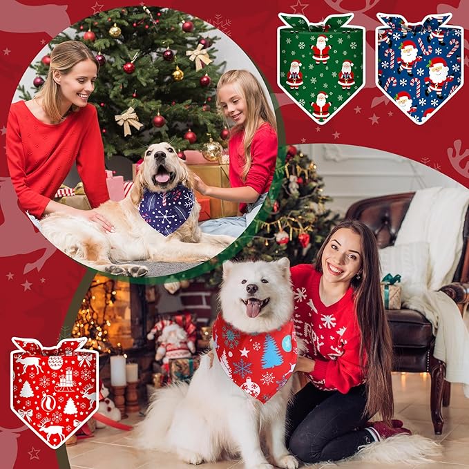 Amylove 120 Pcs Dog Bandanas Bulk Holiday Triangle Dog Pack Puppy Kerchief Bandana Adjustable Pet Scarf for Pet Cat Costume Accessories Decor(Snowman)