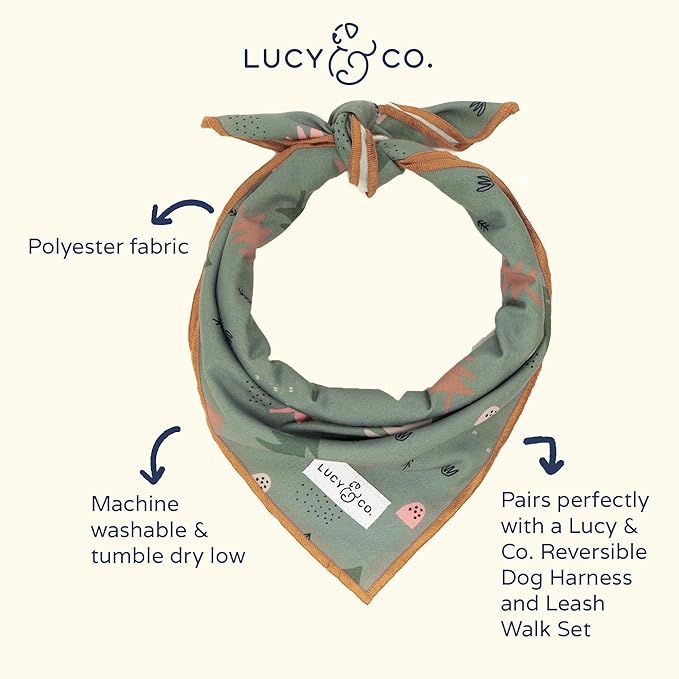 Lucy & Co. Take a Hike - Durable Comfortable Dog Bandana - Designer Puppy Accessory - Machine Washable - Small Blue Trees Bandana