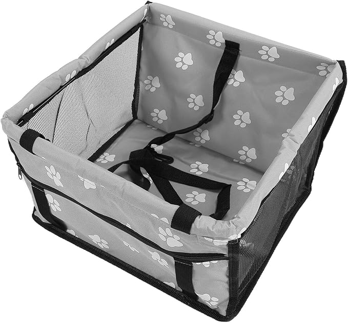 Small Dog Car Seats, Portable Puppy Dog Car Carrier, Folding Pet Car High Back Booster Seats with Adaptable Straps for Small Pets(44cm-Gray)