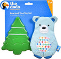 The Dodo Woodland Animals Stuffingless 2pc Dog Toy Set: Bear & Tree; No Plush Squeaky Bear Flattie Dog Toy + Rubber Tree Chew Toy; Durable Toys for Dogs