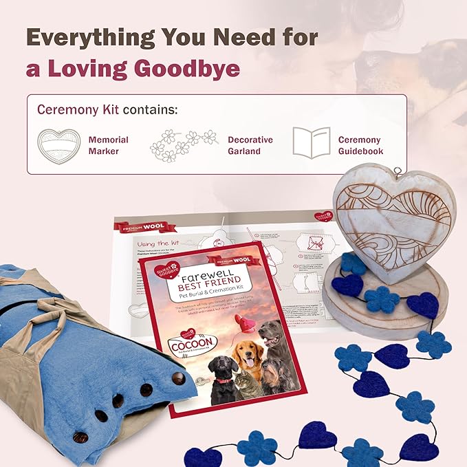 Cocoon® - Eco-Friendly Pet Burial & Cremation Ceremony Kit (Premium Wool) - Casket for Dogs and Cats (Choose Size & Color) (Small, Light Blue)
