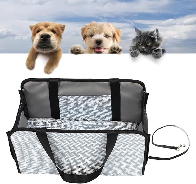 Pet Car Seat Travel Bags with Pillow Foldable Safety Booster Console Dog Car Seat for Small Pets Portable Washable Design