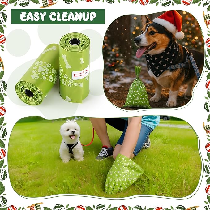 Tenceur 48 Rolls Green Dog Poop Bags Bulk 720 Count 9"x12" Cute Leak Proof Doggy Poop Bags Fit Most Dispenser Extra Thick Strong Unscented for Pet Waste Gift for Dog Cat Pet Breeder