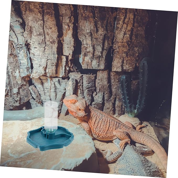 Happyyami Automatic Water Feeder for Dogs Cats Reptile Tank Pet Fountain 2-in-1 Water Dish Food Plate
