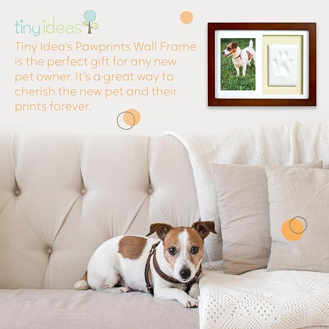 Tiny Ideas Paw Print Keepsake Impression Kit, No Mess Pet Clay Paw Print Mold for Dog and Cat, Ideal Personalized Gift or Memorial Frame for Pet Parents