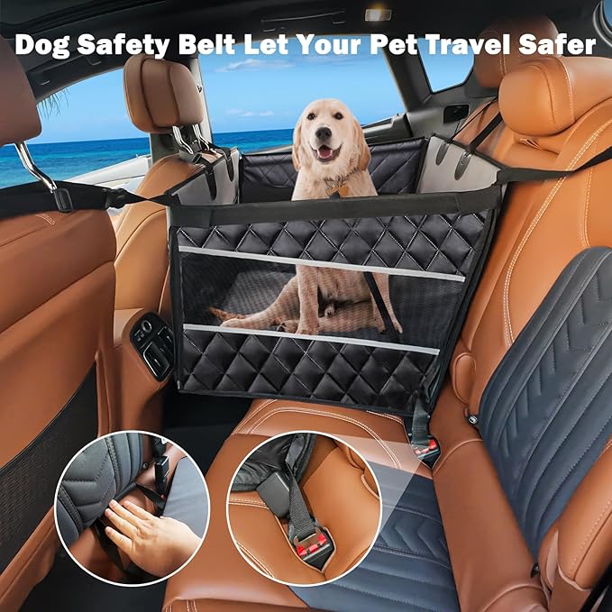 Small Dog Booster Car Seat, Portable Puppy Dog Car Seat, Up to 60lbs, Black