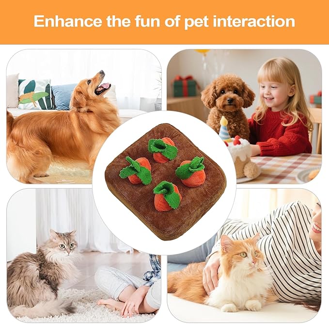 Puppy Snuffle Mat - 150gSmall Dog Carrot Toy, Soft Interactive Feeding Rug, Enrichment Puzzle Pad, Stimulating Nose Work Gear | Fun Pet Activity Matt for Animal Lovers Pet Parents Busy Professionals
