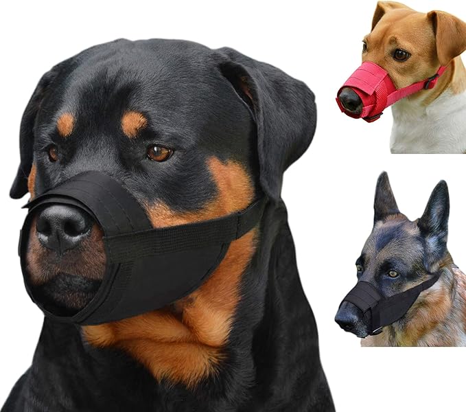 CollarDirect Nylon Dog Muzzle - Adjustable Soft Breathable Nylon Dog Mouth Guard Cover for Small, Medium and Large Dogs, Anti Chewing, Barking & Biting (2 Black, L/XL)