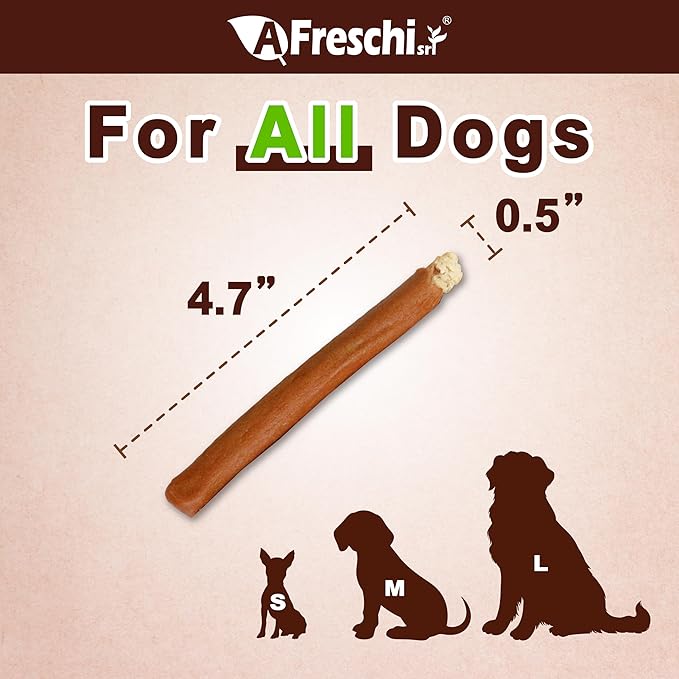 Afreschi Chicken Dog Treats, All Natural, Healthy & Easily Digestible, Grain-Free Puppy Chews, Low-Fat, Human Grade Training & Rewards Dog Snacks, Rice Sticks, 24 oz Pack