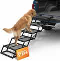 Foldable 5-Step Dog Stairs for Cars, Trucks & SUVs – Heavy-Duty Carbon Steel Pet Ladder Supports 230LB, Non-Slip Metal Mesh, Joint-Friendly Portable Ramp for Large & Small Dogs