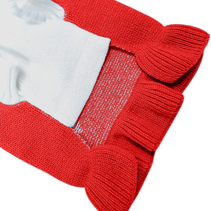 CHBORCHICEN Pet Dog Sweaters Classic Knitwear Turtleneck Winter Warm Puppy Clothing Cute Strawberry and Heart Doggie Sweater (XS, Dress-Red2)