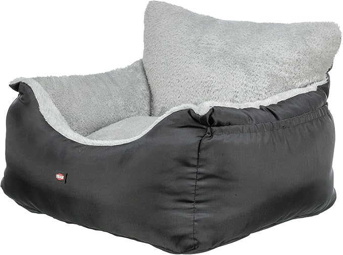 Trixie Convertible Lite Dog Car Seat 19.7 x 14.6 x 15.7 in – Cozy Booster with Safety Tether, Seat-Belt Straps & Side Pockets – Raised Travel Bed with Washable Cushion