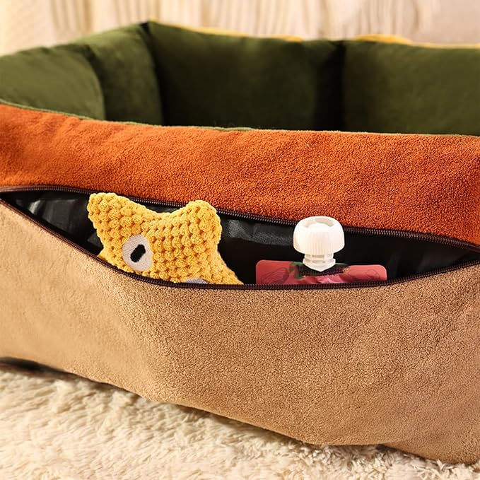 Small Dog Car Seat - Soft Portable 2 in 1 Pet Cushion with Pockets and Seatbelt, Large Cat Carrier, Travel Pet Booster for Truck SUV Back Front Road Trip Daily Commute Puppy Indoor Golf Cart Outing