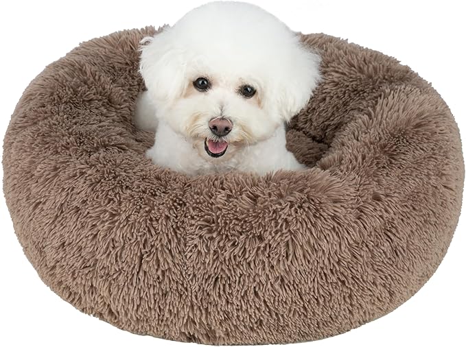 Best Pet Supplies Dog House Bed Crate Mat Tent Indoor Round Soft Plush for Small, Medium, and Large Breeds - Caramel, 30 x 30 x 8