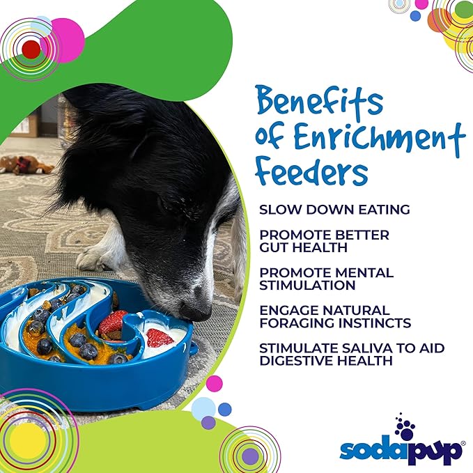 SodaPup Wave Enrichment Bowl – Durable Enrichment Slow Feeder Bowl Made in USA from Non-Toxic, Pet-Safe, Food Safe Material for Mental Stimulation, Slowing Down Eating, Healthy Digestion, & More