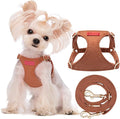 Puppytie No Pull XXS Puppy Harness with Multifunction Dog Leash,Soft Adjustable No Choke Escape Proof Pet Harness Vest,Brown Caramel,XXS