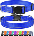 FunTags Reflective Dog Collar, Sturdy Nylon Collars for Puppy and Extra Small Girl and Boy Dogs, Adjustable Dog Collar with Quick Release Buckle,Royal Blue,5/8" Width