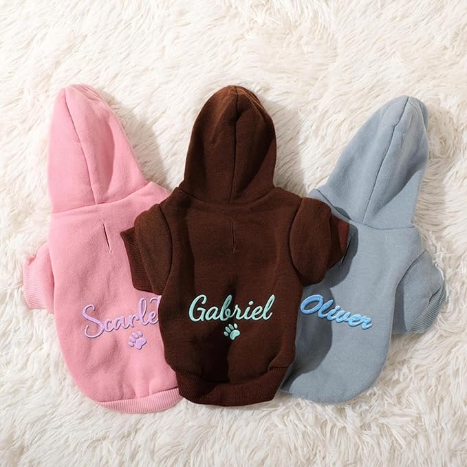 Personalized Dog Hoodie with Name, or Embroidered Puppy Sweater, Warm Winter Pet Sweatshirt, Cute Outfit for Small Dogs, Gift for Dog Lovers 5