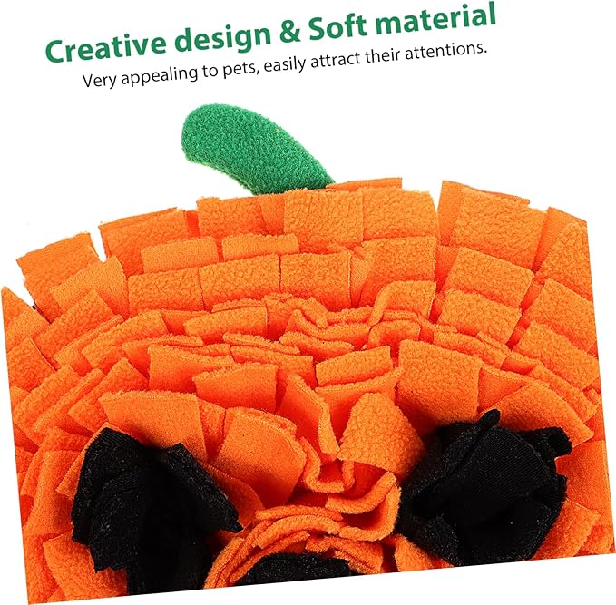 Dog Snuffle Mat Pumpkin Shape Sniffing Feeding Toy for Large Breeds Mental Reduces Stress Interactive Puzzle Mat for Dogs and Cats