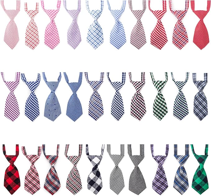 Segarty Dog Ties and Bows, 30 PCS Plaid Pet Neck Ties Grooming Accessories for Daily Wearing Birthday Photography Holiday Festival Party Gift, Seasonal Necktie for Small Medium Dogs