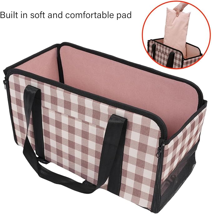 Yosoo Health Gear Dog Cat Car Seating Pet Booster Seat Bag, Breathable Back Seat Extender with Strap, Sturdy Oxford Cloth Cotton Canvas Car Center Console Pet Bed for Travel