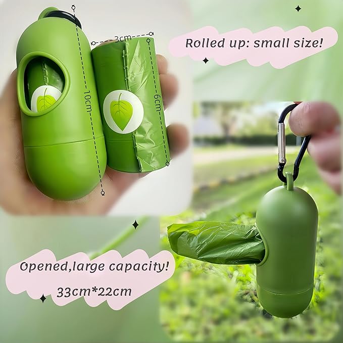 Biodegradable Lavender Scented Doggie Poop Bags - 4 Rolls (60 Counts) with Dispenser & Keychain, Leak-Proof Eco Friendly Waste Bags for Dogs