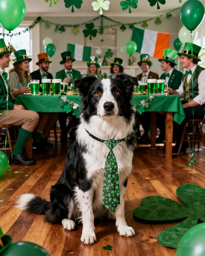 PET SHOW 10 Pack St. Patrick's Day Big Dog Ties Neckties for Large Breed Dogs XL Adjustable Holiday Grooming Accessories Neck Ties Bowties Girl Boy Pets Festival Costumes Wedding Party Gift Favor