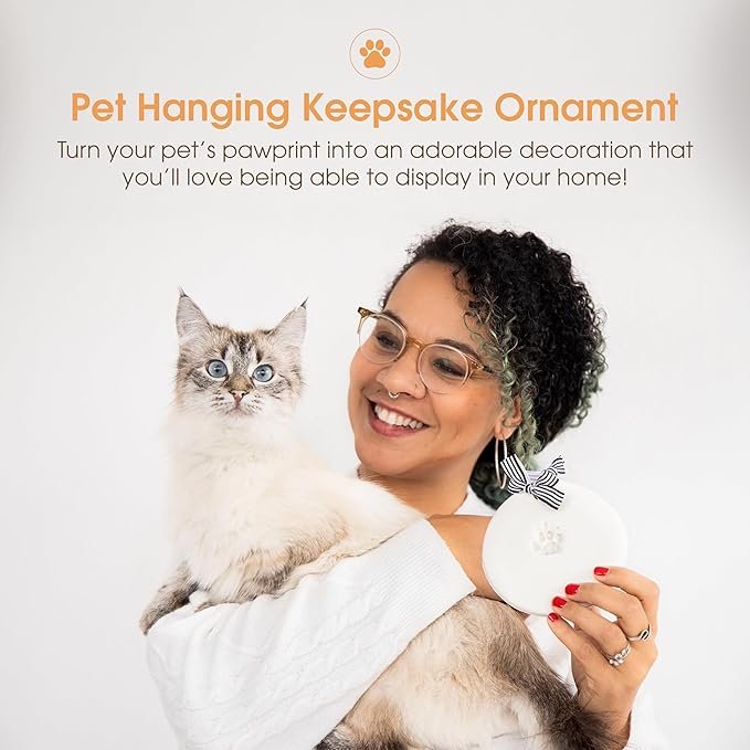 Pearhead Pet Paw Print Keepsake Ornament Kit,Memorial Clay Paw Impression for Dogs & Cats,DIY Hanging Pet Memorial with Ribbons,Pet-Keepsake Gift,(Pack of 2)