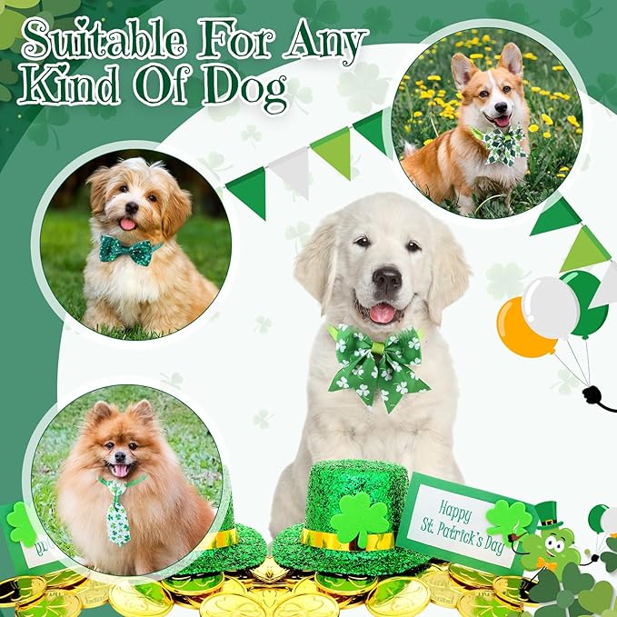Talltalk 360 Pcs Valentines Day Dog Bow Ties Collars Set Adjustable St Patricks Day Dogs Neckties Grooming Supplies for Small Medium Large Easter Christmas Pet Cat Decoration(Valentine)