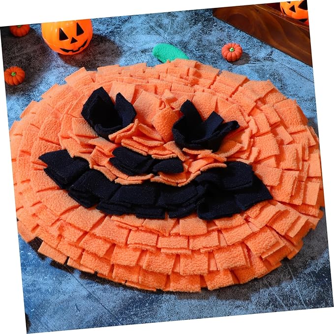 Garneck Dog Snuffle Mat Pumpkin Shape Sniffing Feeding Mat for Large Breeds Space Saving Design Fun Interactive