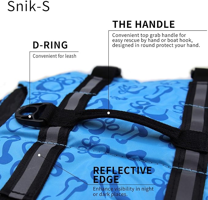 Dog Life Jacket Easy-Fit Adjustable Belt Pet Saver Swimming Safety Swimsuit Preserver with Reflective Stripes for Doggie (XX-Small, Blue)